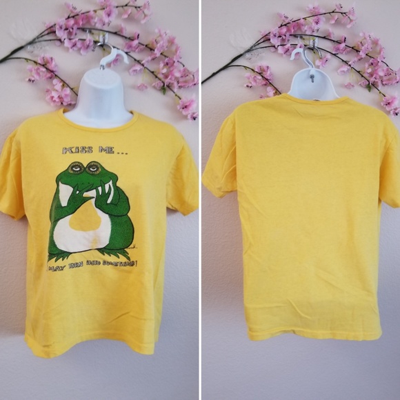 Vintage Lady T graphic frog yellow shirt large - Picture 4 of 9